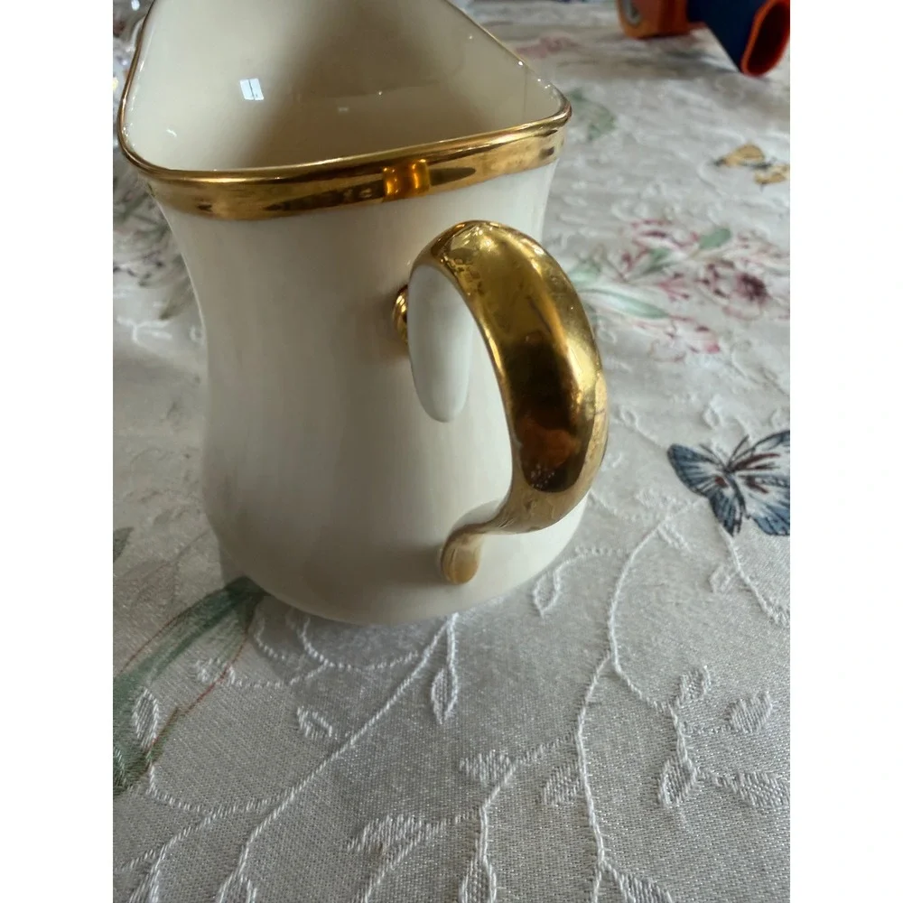 Lenox Eternal Creamer Pitcher Ivory Bone China 24k Gold Trim Made in USA